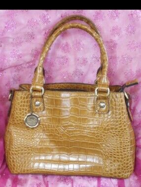 Patricia Nash Tan Croc-Embossed Structured Mini Tote Bag